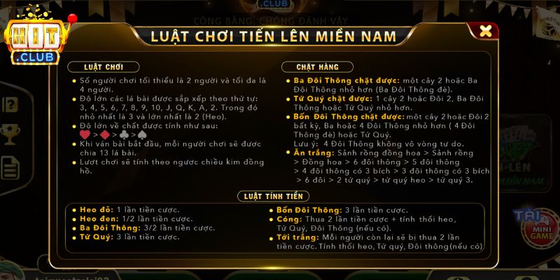 Hướng dẫn chi tiết luật chơi Tiến Lên Miền Nam tại HITCLUB
