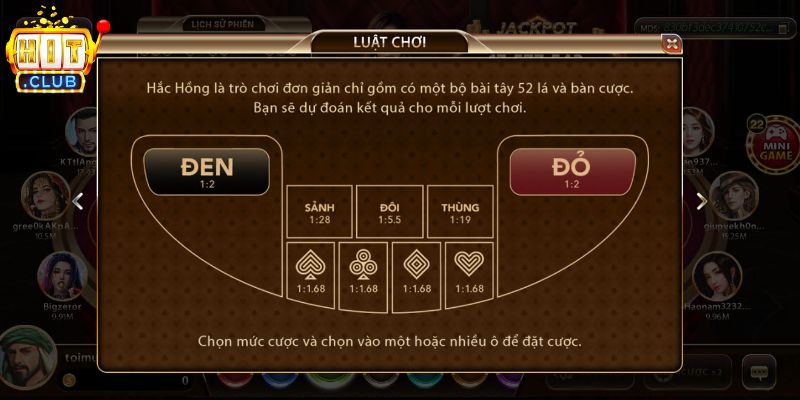Luật chơi game Hắc Hồng tại Hitclub cơ bản 